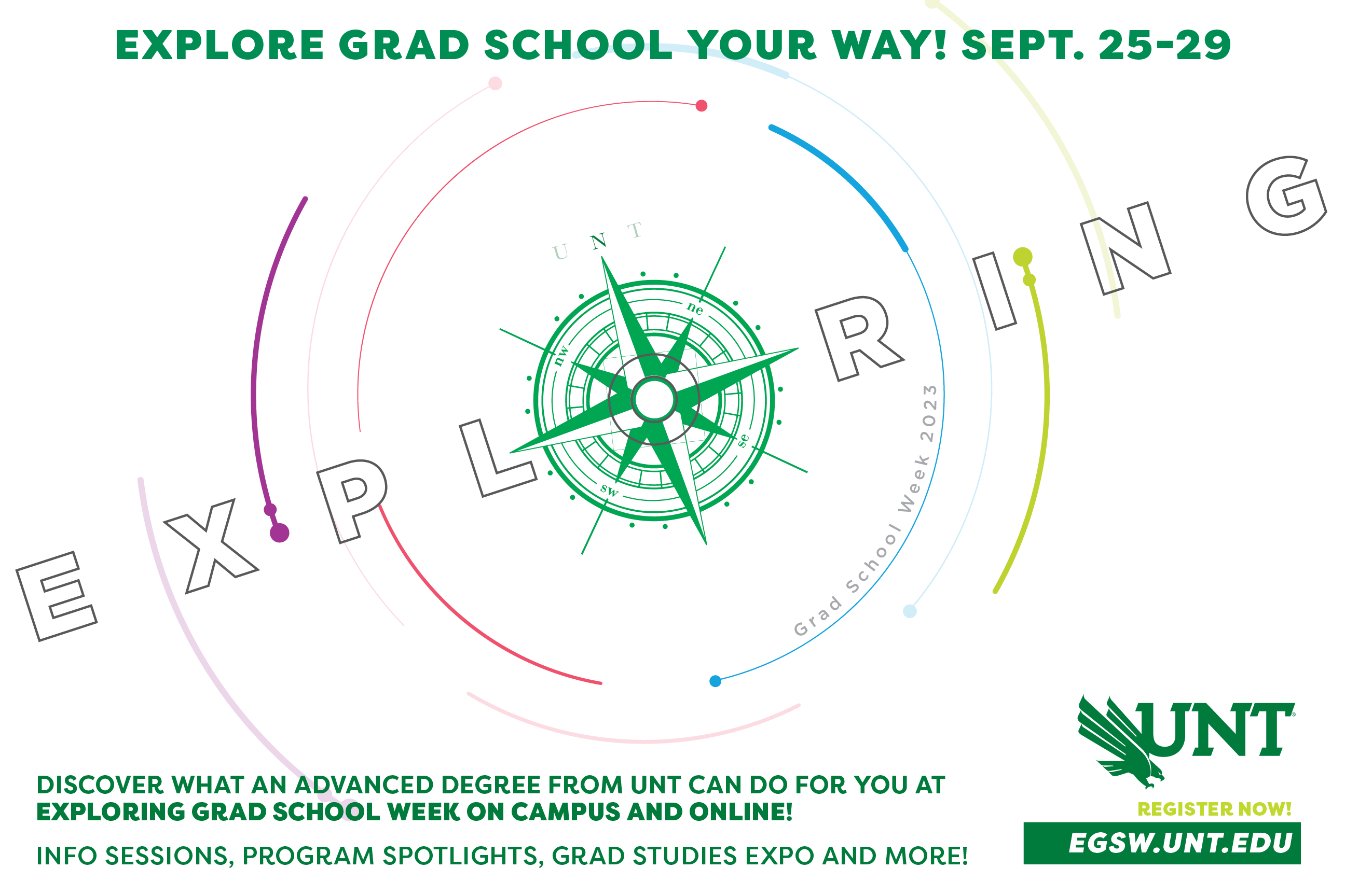 Art with a compass for the 2023 Explore Grad School campaign